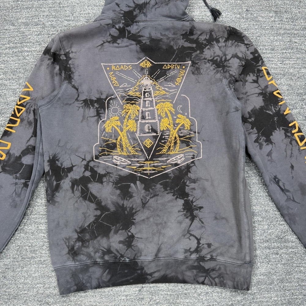 ROARK Sweatshirt Men Medium Tie Dye Gray Open Roads Open Minds Hoodie Sun Moon